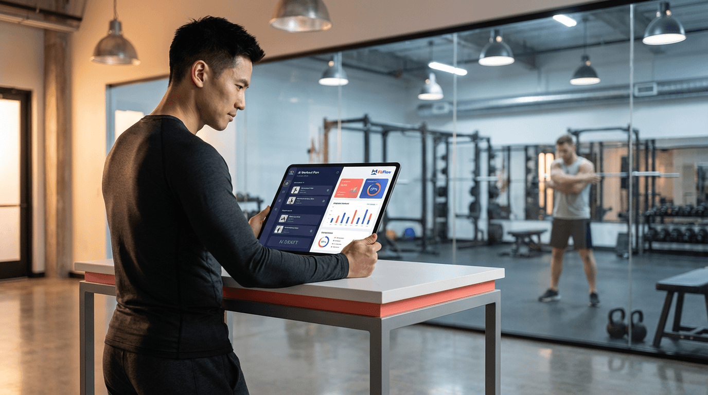 Strategic framework diagram showing the 20/80 rule for AI adoption in personal training — what to automate and what to keep human